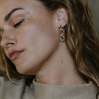 Charm Hoops - Prong Set Herkimer Diamonds