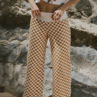 Pau Hana Pants - Tan and White Checker