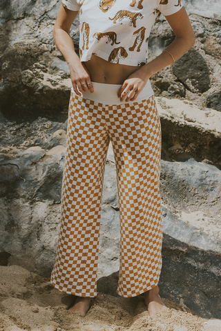 Pau Hana Pants - Tan and White Checker