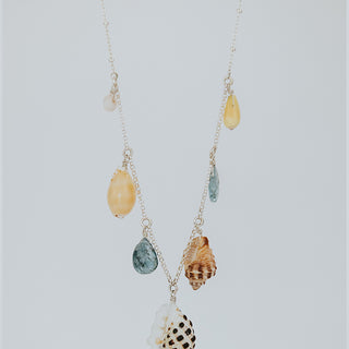 Hawaiian Seashell with Aquamarine Sterling Silver Necklace