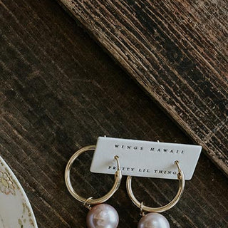 Pink Edison Pearl Hoop Earrings