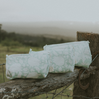 Kantha Toiletry Pouches - Mint Garden