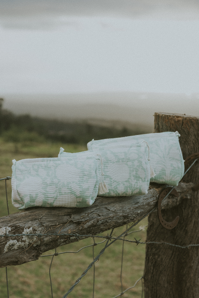 Kantha Toiletry Pouches - Mint Garden