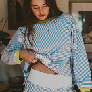 Boxy Long Sleeve - Blue and White Stripe