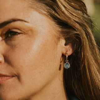 Charm Hoops - Aquamarine