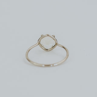 Cushion Cut Sunstone Ring - 14K White Gold