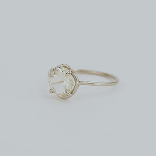 Cushion Cut Sunstone Ring - 14K White Gold