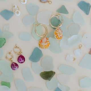 Charm Hoop Earrings - Ruby