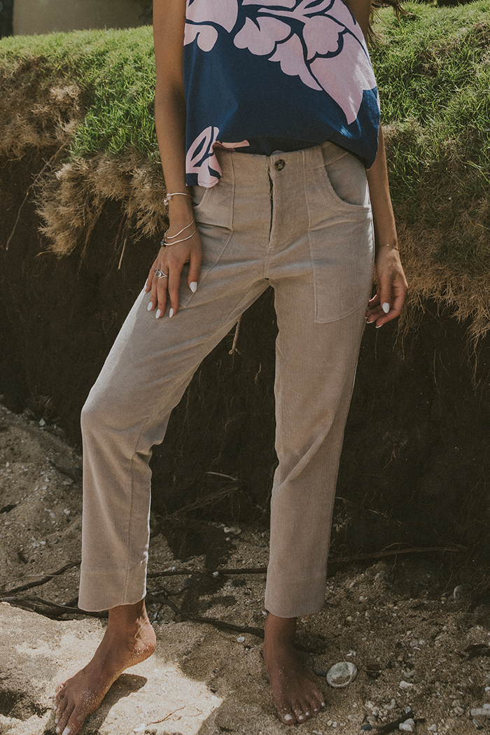 Retro Pocket Pants - Khaki Corduroy