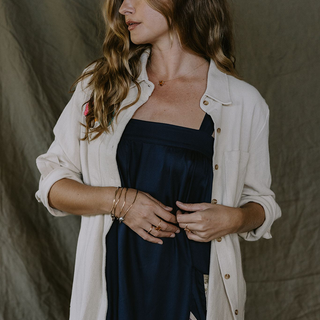 Twill Sun + Moon Shacket - Bone moon