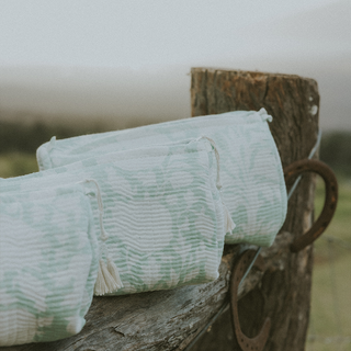 Kantha Toiletry Pouches - Mint Garden