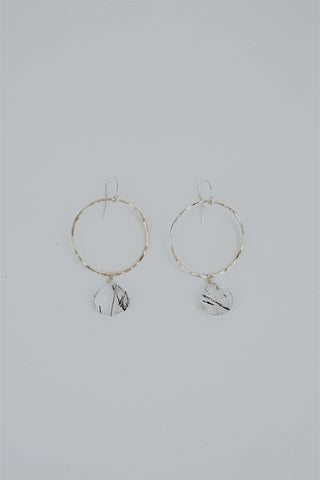 Full Circle Earrings - Tourmalated Quartz