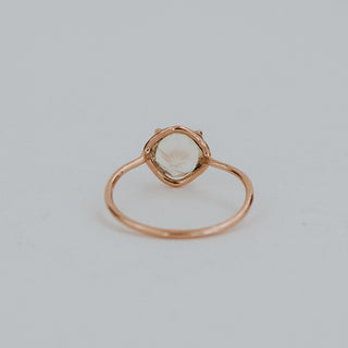 Cushion Cut Sun Stone Ring - 14K Rose Gold