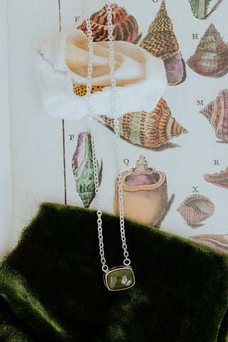 Vesuvianite Chain Necklace - 14k + SS