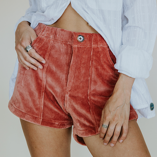 Retro Pocket Shorts - Coral Corduroy