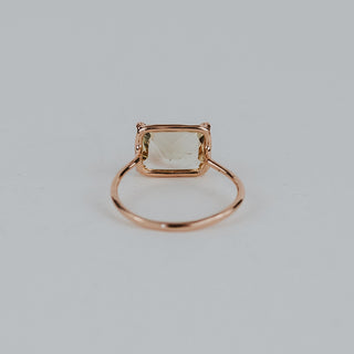 Emerald Cut Sunstone Ring - 14K Rose Gold