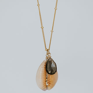 Gold Hawaiian Charm Necklace aquamarine gemstone chain maui charm