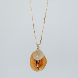 Maui Hawaii Cowrie shell with opal gold necklace charm jewel of the sea gemstone