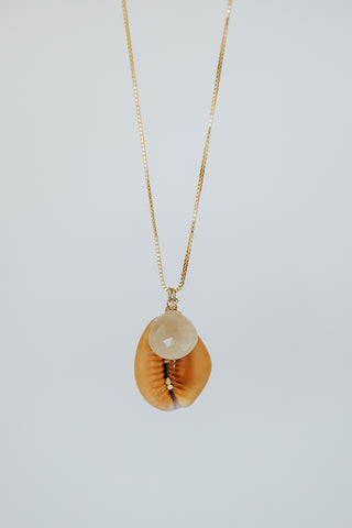 Maui Hawaii Cowrie shell with opal gold necklace charm jewel of the sea gemstone