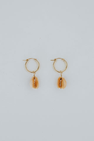 Gold Hoop earrings with Hawaiian Cowrie Shells Made on Maui