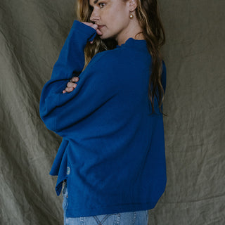 Boxy Long Sleeve - Blue Waffle