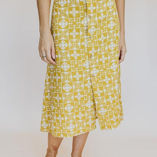 Brie Button Front Midi Skirt - Marigold