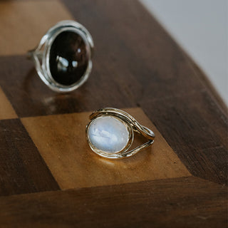 Evil Eye Ring - Moonstone 14k