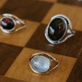 Evil Eye Ring - Moonstone 14k