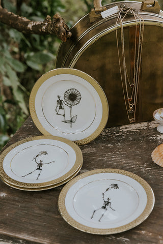 Skull and Bloom Plate Set - Set of 4