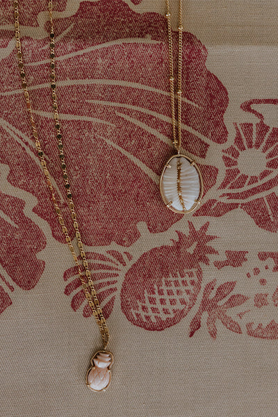 Prong Set Shell Necklace - Cowrie
