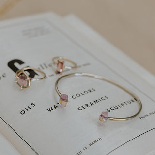 Banded Pink Tourmaline Cuff - 14k