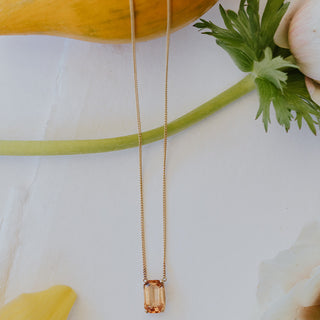 Prong Set Gemstone Necklace - Sunstone 14k