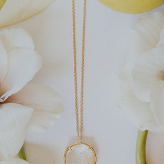Crystal Ball Necklace - Iris Quartz 14k
