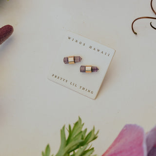 Banded Crystal Studs - Amethyst