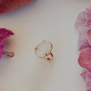 Rose Cut Gemstone Ring - Moonstone 14k