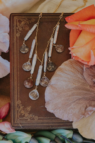 Chandelier Pearl and Quartz Necklace