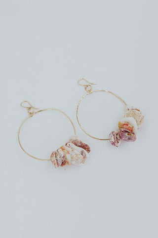 Shell Lei Hoop Earrings - Sunrise + Scallops