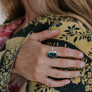 Dark Oval Persian Turquoise Ring