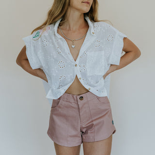 Floral Eyelet Button-Up
