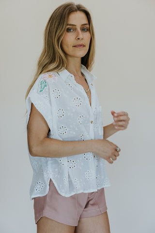 Floral Eyelet Button-Up