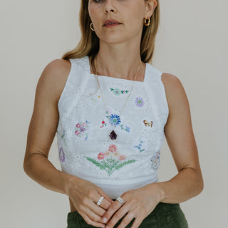 Pinafore Patchwork Crop Top - Eyelet
