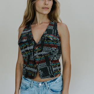 Aztec Wool Vest - Grey