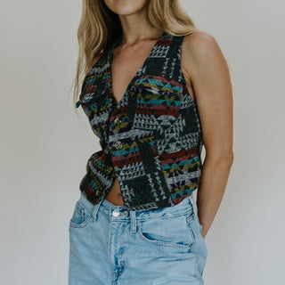 Aztec Wool Vest - Grey