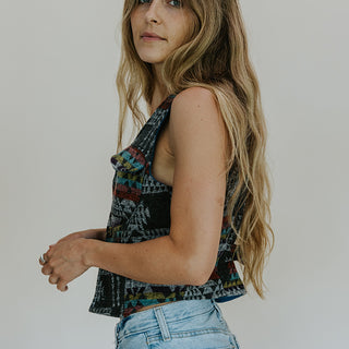 Aztec Wool Vest - Grey
