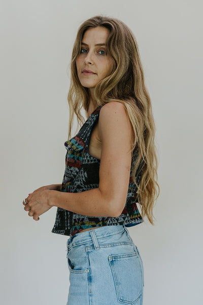 Aztec Wool Vest - Grey