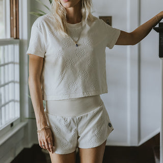 Pau Hana Shorts - Ecru Daisy Terrycloth