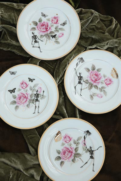 Pushing Daisies Skeleton Plates - Set of 4