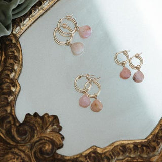Charm Hoops - Pink Opal