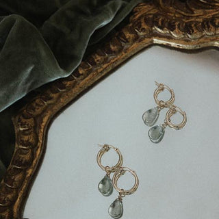 Charm Hoops - Green Sunstone