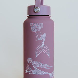 Mermaid Party Water Bottle - Dusty Rose